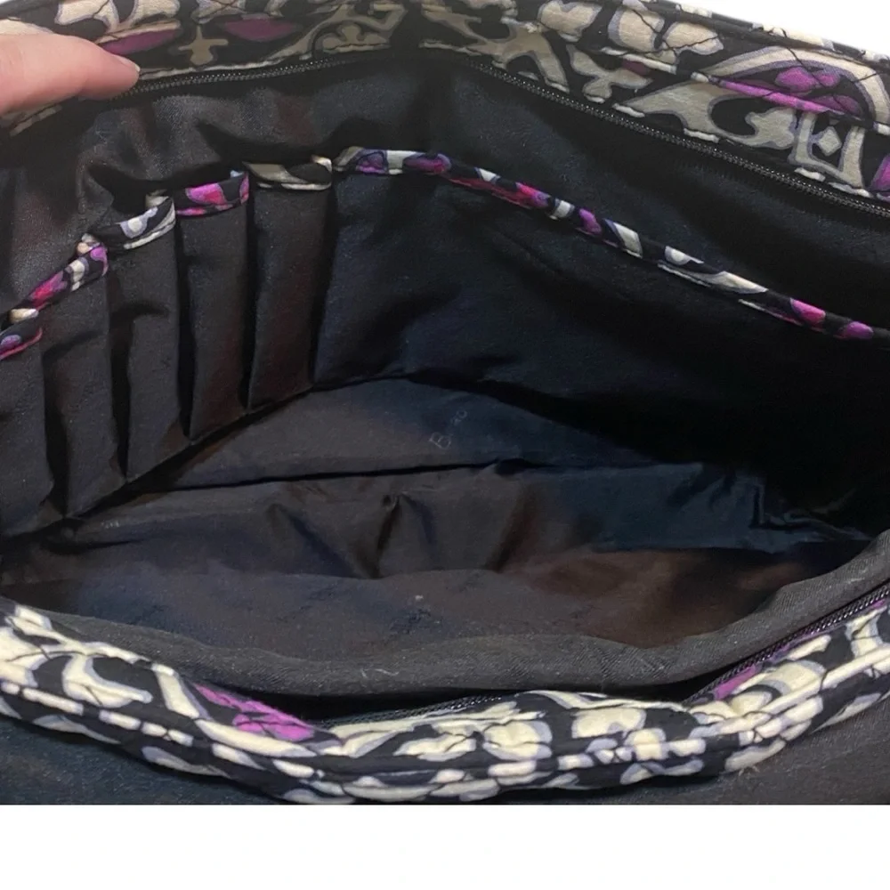 Vera Bradley Messenger Scroll Medallion Black and Pink Floral Crossbody Bag